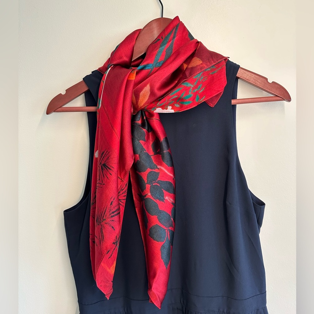 100% Silk Scarf Red